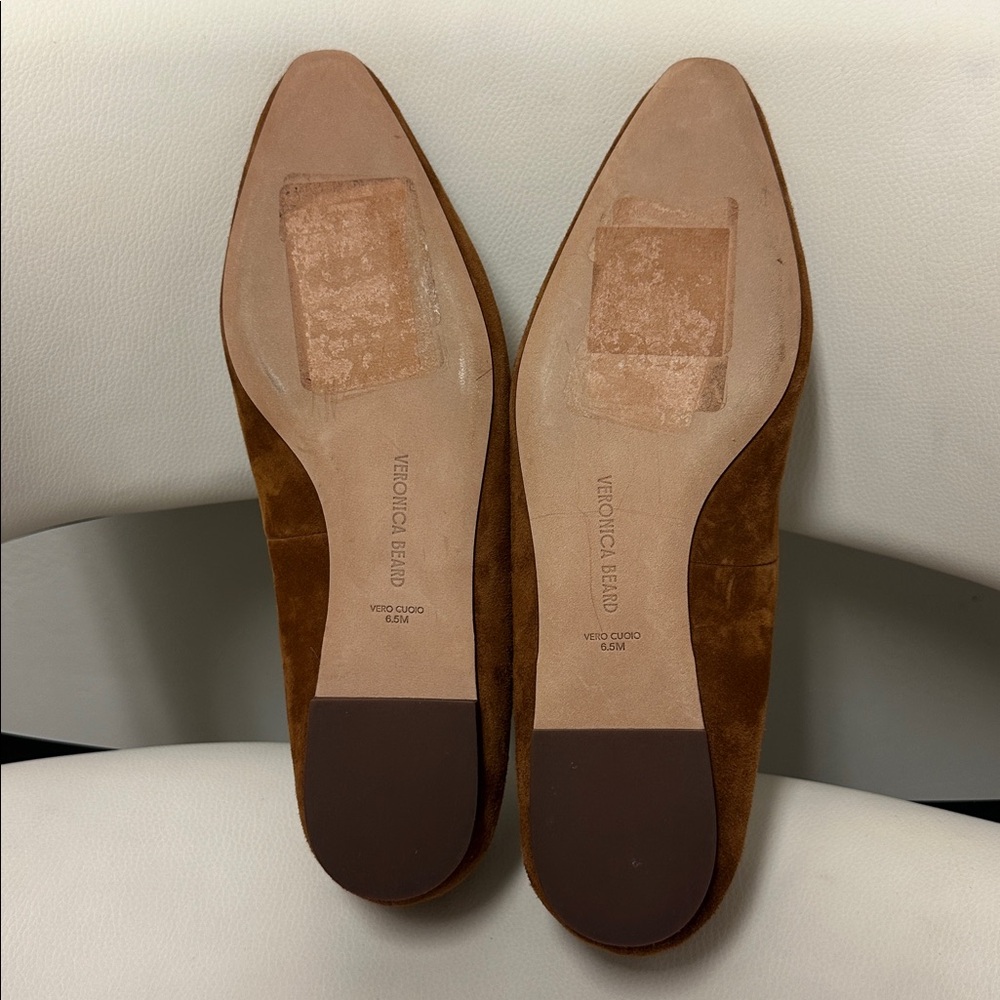 VERONICA BEARD CLEO SUEDE FLATS IN CARAMEL Tassel Loafers, - Picture 4 of 10